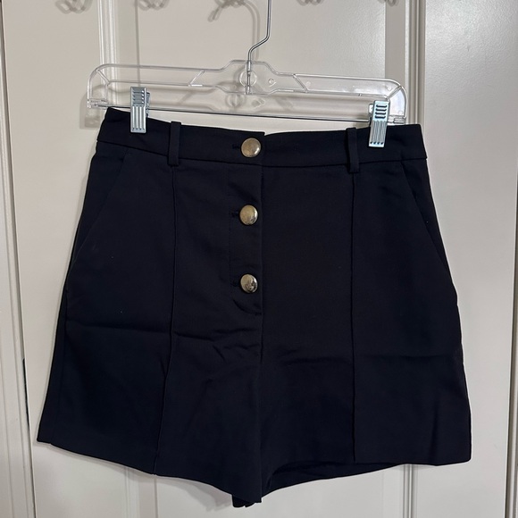 Zara Pants - Zara Black High Waist Women's Shorts with Gold Buttons